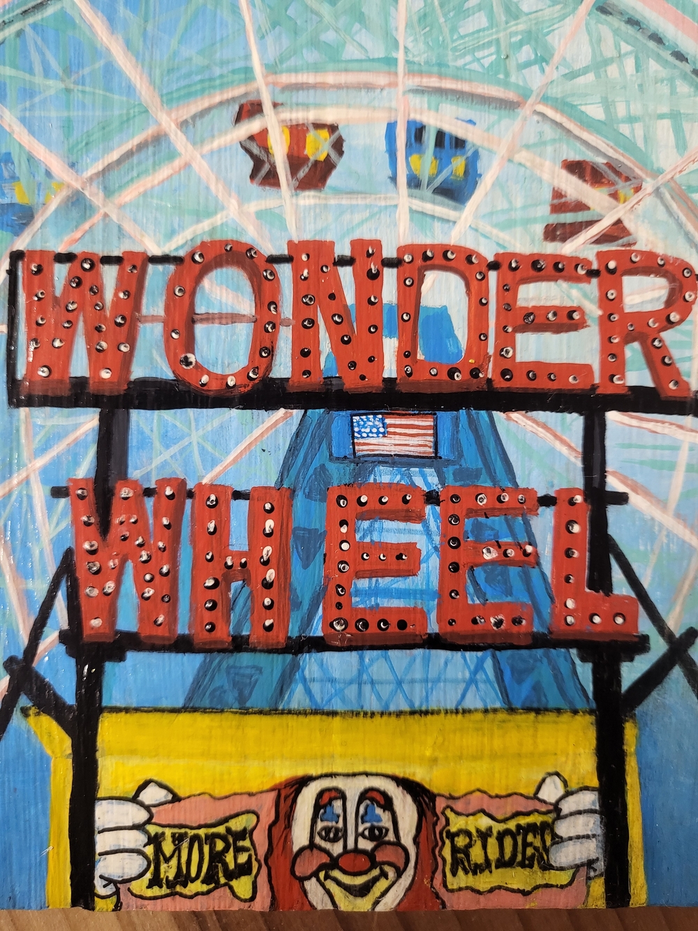 New York Wonder Wheel Wall Art / Key Holder - Coney Island